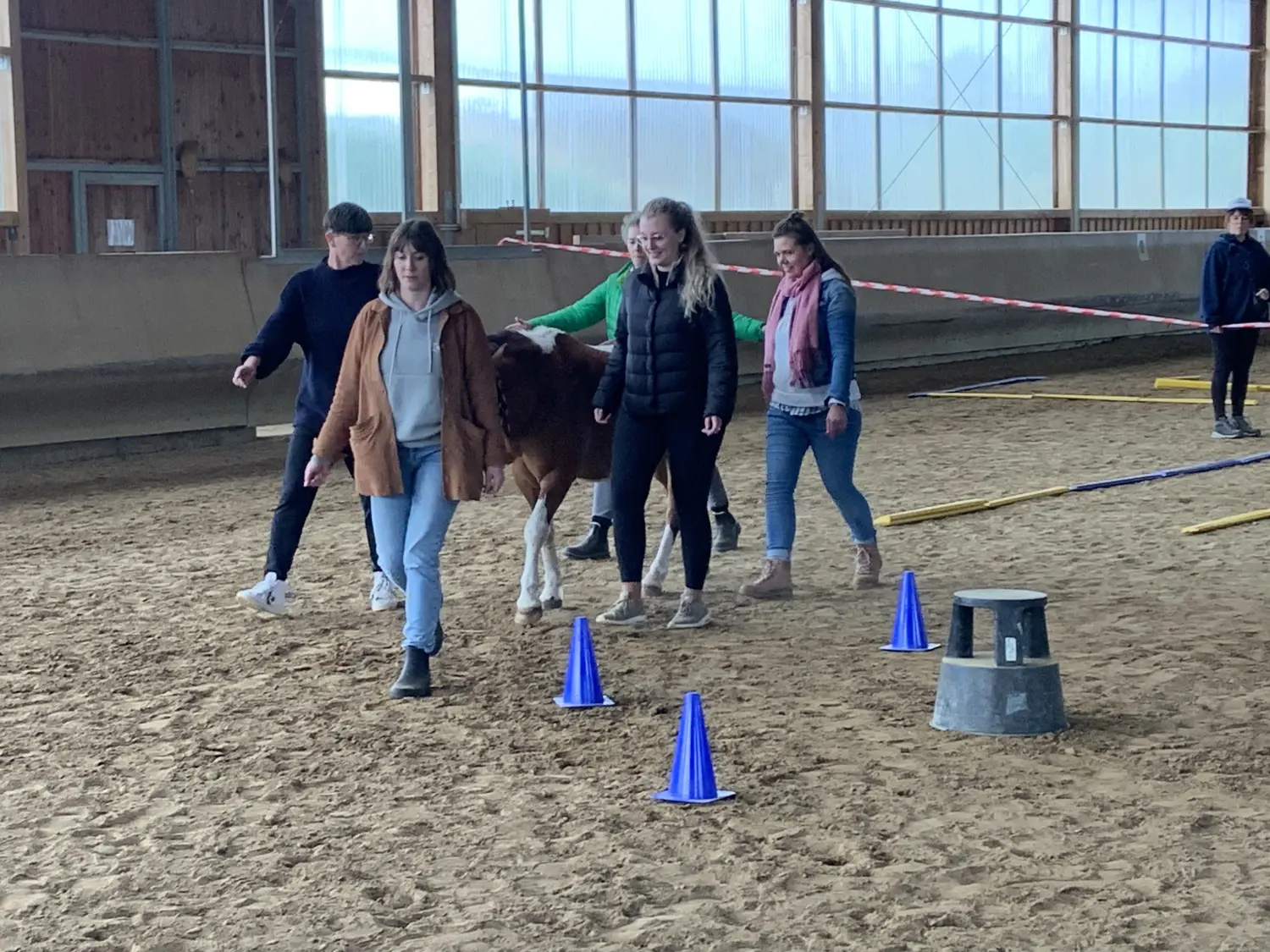 Dame mit Pferd und anderen Leuten in der Nähe von HORSAYA 